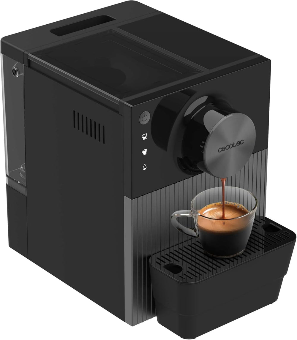 Espressor compact Cecotec Cremmaet Cube, 1350 W, sistem de presare 10 g, sistem de pre-infuzie, 19 bar, sistem thermoblock, 5 setări de măcinare, panou de control tactil