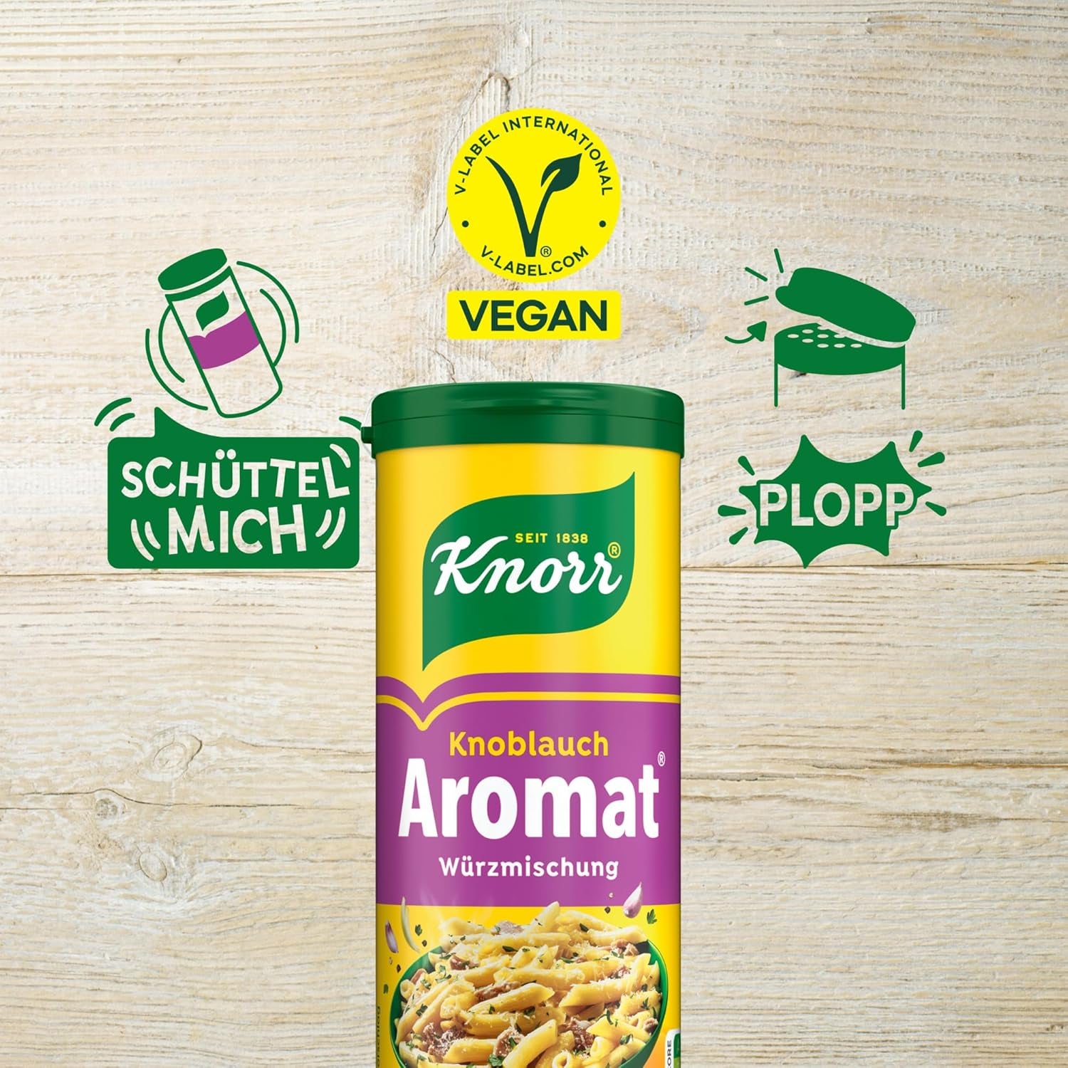 Knorr Würzmischung Knoblauch Aromat für schnelle Gerichte zum Würzen und Verfeinern von Pasta, Pizza, Gemüse und mehr 90 g