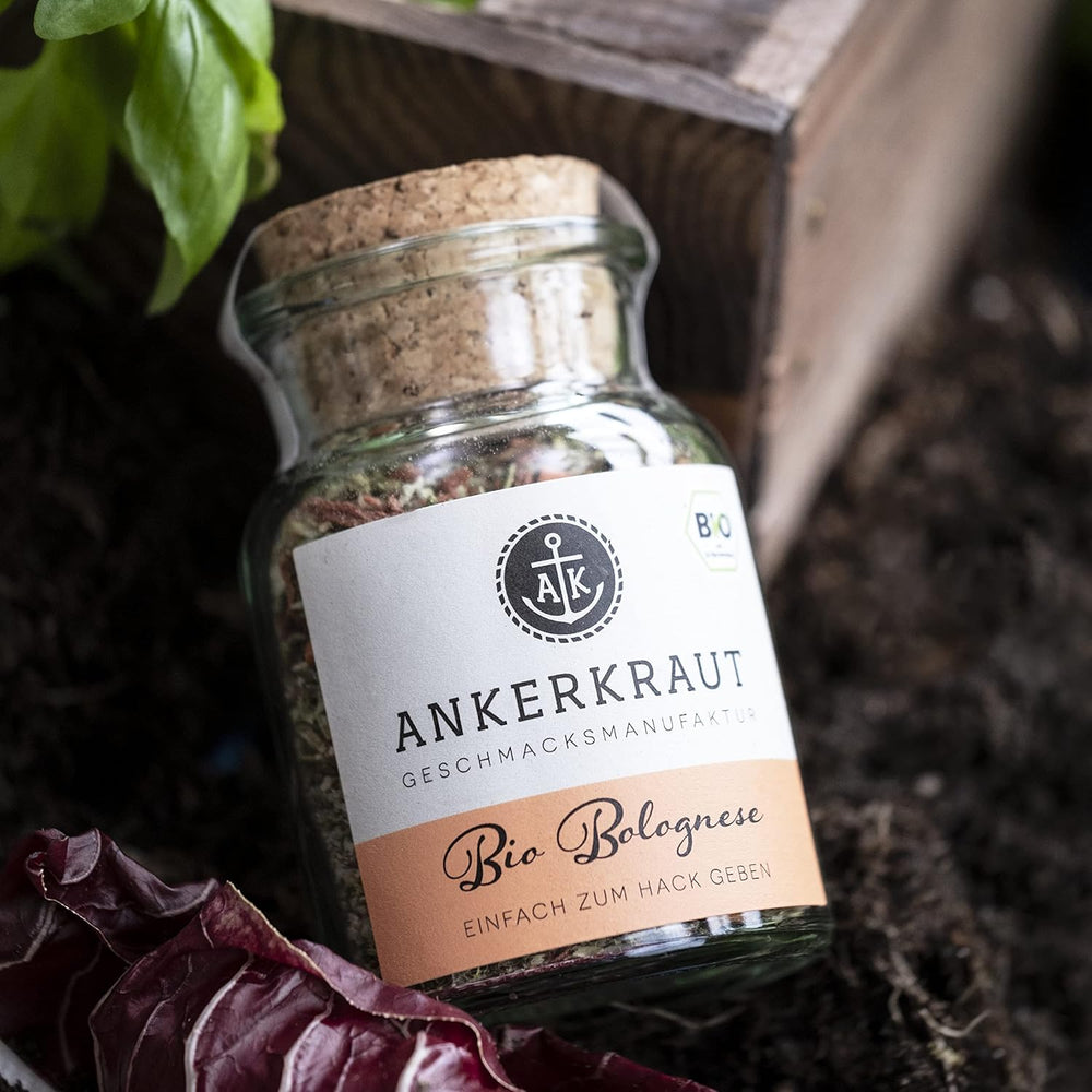 Ankerkraut Bio Bolognese Gewürze, Spaghetti und Pasta kochen, Lasagne selber machen, 90g im Korkenglas