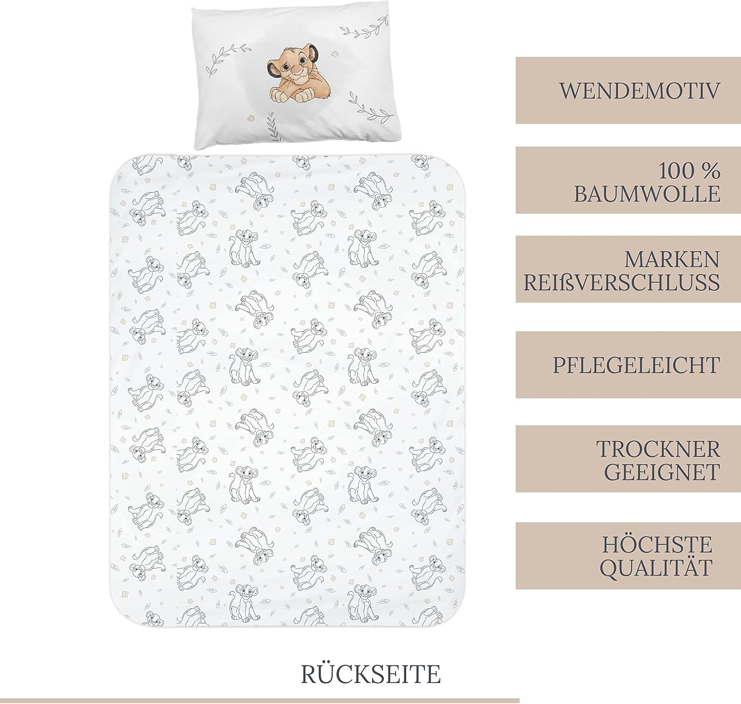 Kinderbettwäsche, Simba, Bettwäsche des König der Löwen – Kinder Naty Shop