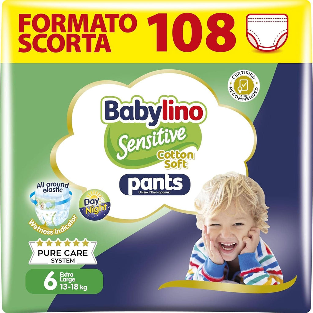 BabyLino, Scutece sensibile din bumbac moale, diverse marimi Mama si Copilul Naty Shop 6 (108 buc)
