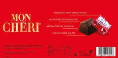 Ferrero Mon Chéri – Knusprige Schokolade, fruchtiger Likör und eine aromatische Kirsche – Schokoladengeschenk zum Valentinstag für Sie und Ihn – 1 Packung mit 15 einzelnen Pralinen