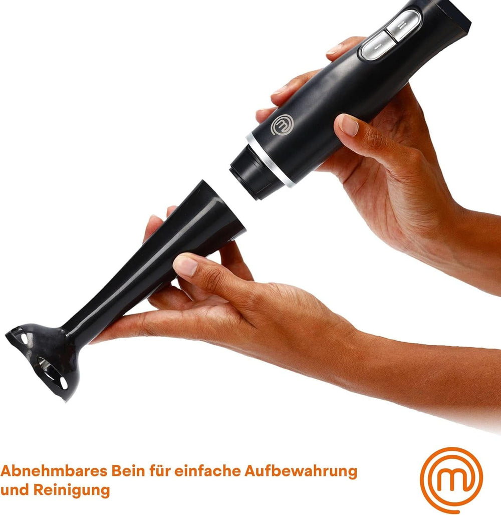 Masterchef Stabmixer, Pürierstab Mit Spritzschutz, Zauberstab Küchengerät, Elektrischer Mixstab Hand Blender Mit 2 Geschwindigkeiten, Eintauchfunktion, Spülmaschinenfeste Komponenten, 200W, Schwarz Kitchen Naty Shop