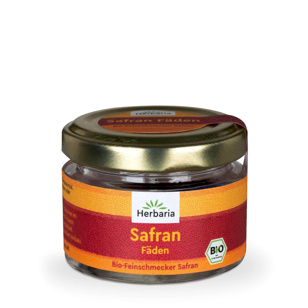 Herbaria Safran-Fäden bio 0,5g im Glas – Bio Saffron-Fäden aus dem bereicht Safran-Ort Taliouine in Marokko – Safranfäden in Premium Bio-Qualität – Saffron Premium - Safran première catégorie