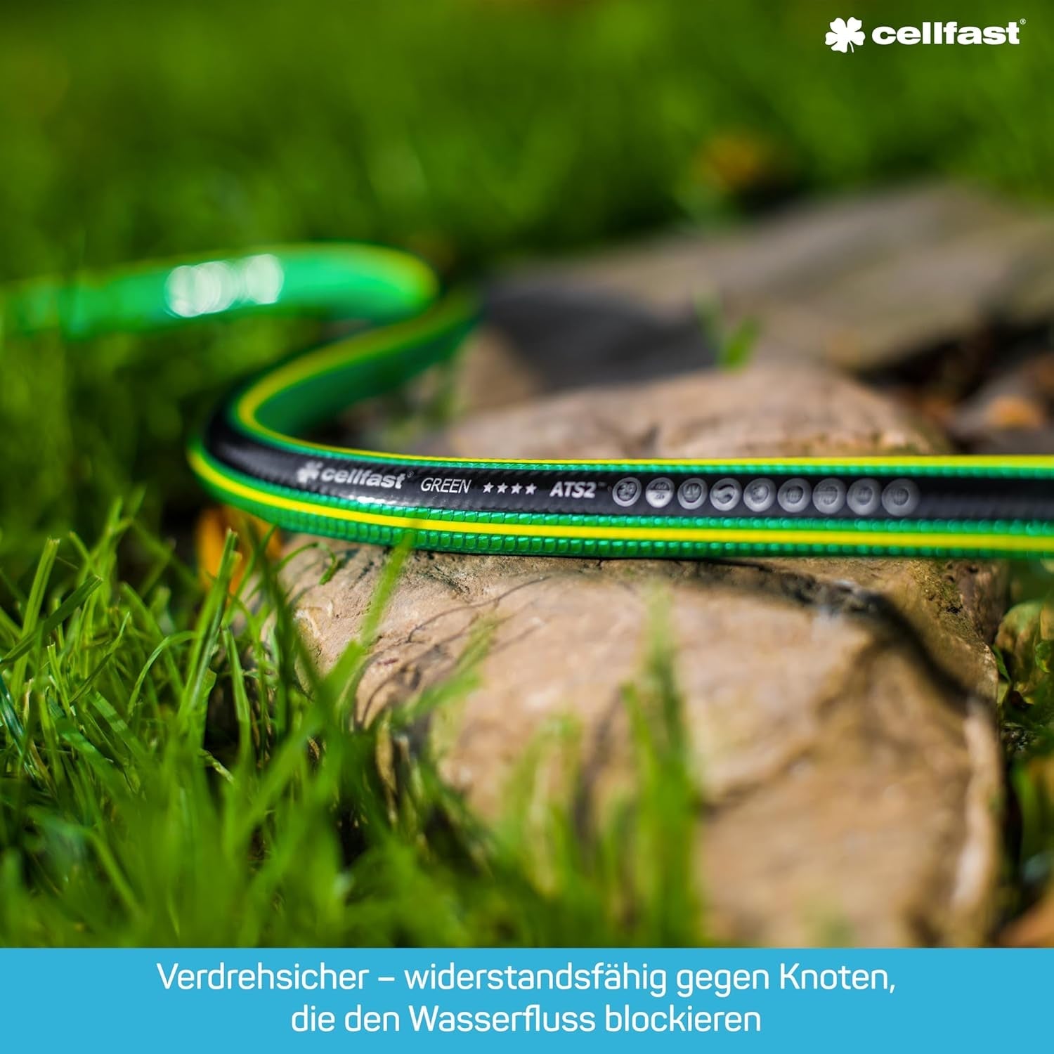 Furtun de grădină CELLFAST, furtun de apă cu 5 straturi, material textil dublu împletit cu bordură transversală, furtun de irigații, rezistent la UV, anti-alge, flexibil, 30 bar, 3,4 inci, 25 metri, verde