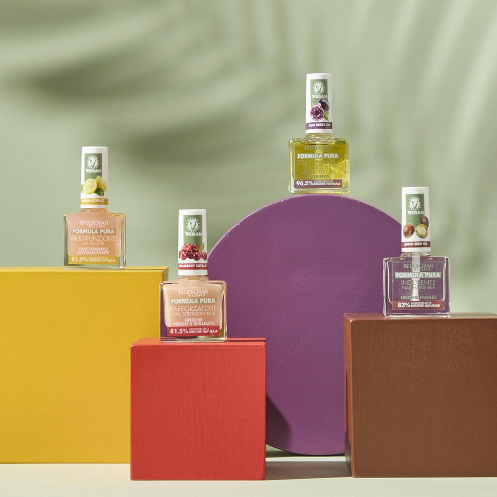 Milano Formula Pure Treatment All in One Nagellack, vegan, für Unter- und Überlack, mit Zitronenextrakt, revitalisiert und reduziert Vergilbung, 8,5 ml