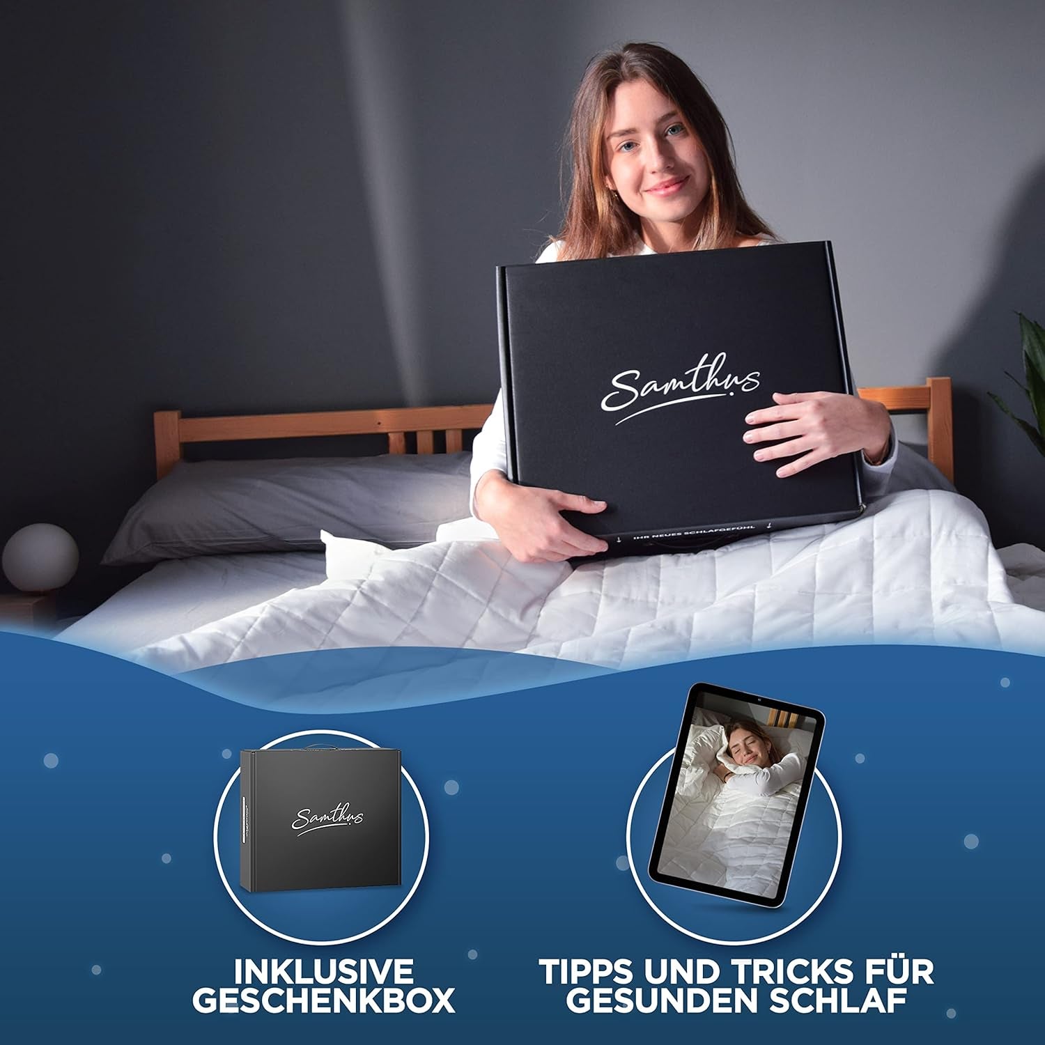 Samthus Gewichtsdecke 135 x 200 cm, 6 kg, Öko-Tex-zertifiziert – Entspannungsdecke aus 100 % Baumwolle – schwere Anti-Stress- und Therapiedecke – besser schlafen mit unserer schweren Decke – Gewichtsdecke. Betten und Decken. Besuchen Sie den Samthus-Store