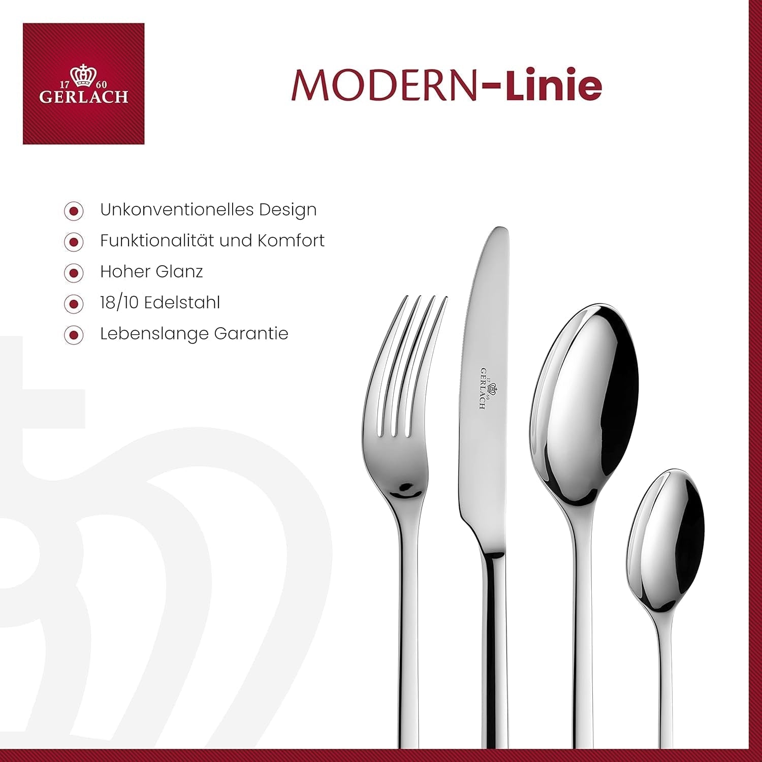 Gerlach Modern Besteck-Set Für 6 Personen Spülmaschinenfest Essbesteck Aus Edelstahl Elegantes Besteck Mit Messer Gabel Löffel Und Teelöffel Tafelbesteck Rostfrei 24 Stk Naty Shop