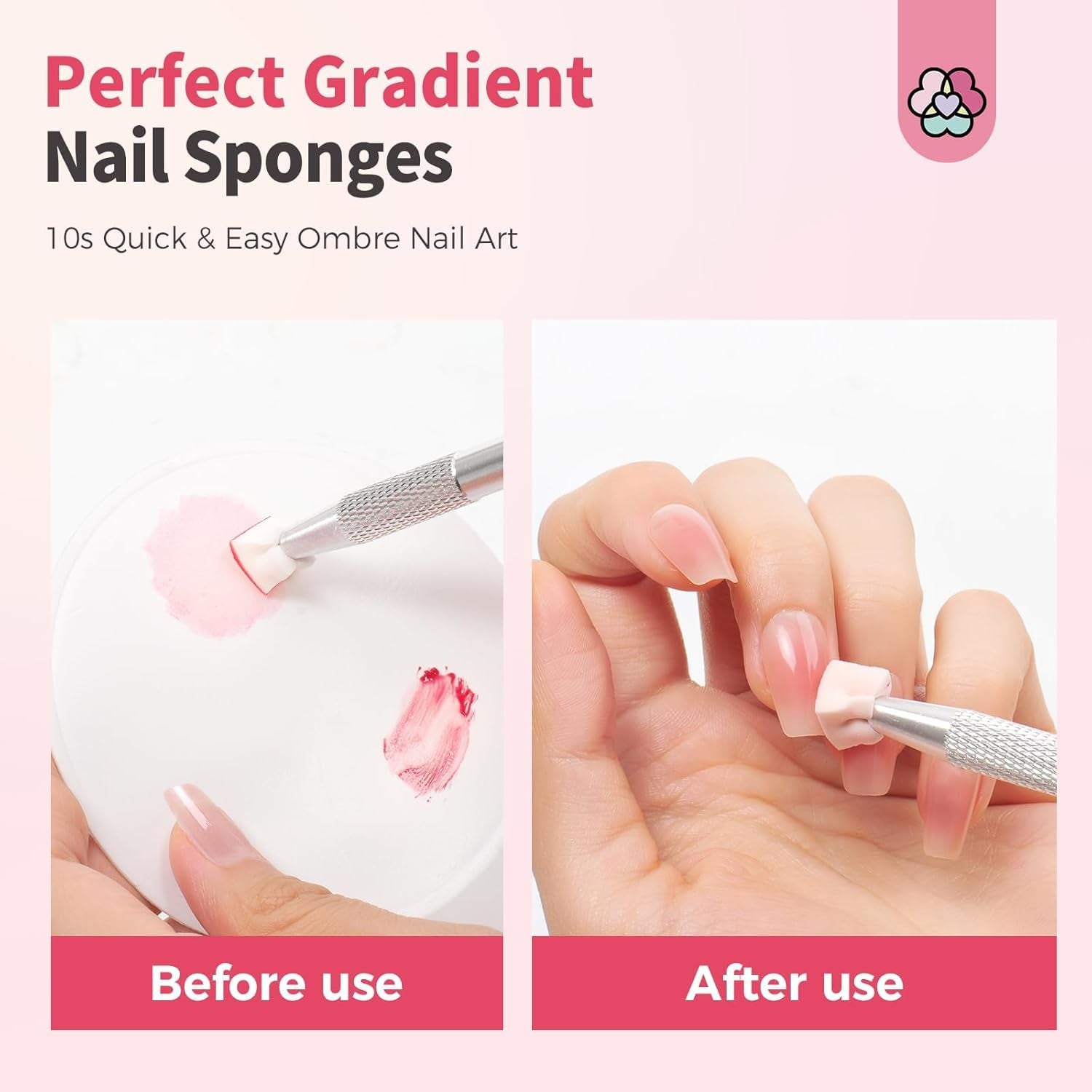 125 Nail Art Schwämme Und 4 Krallen Nail Sponge Metallgreifer Für Ombre Und Gradient Nageldesign, Nagelkunst-Schwamm Pinsel, Maniküre Zubehör Für Nägel, Nail Art Schwämme Für Babyboomer Effekte DIY