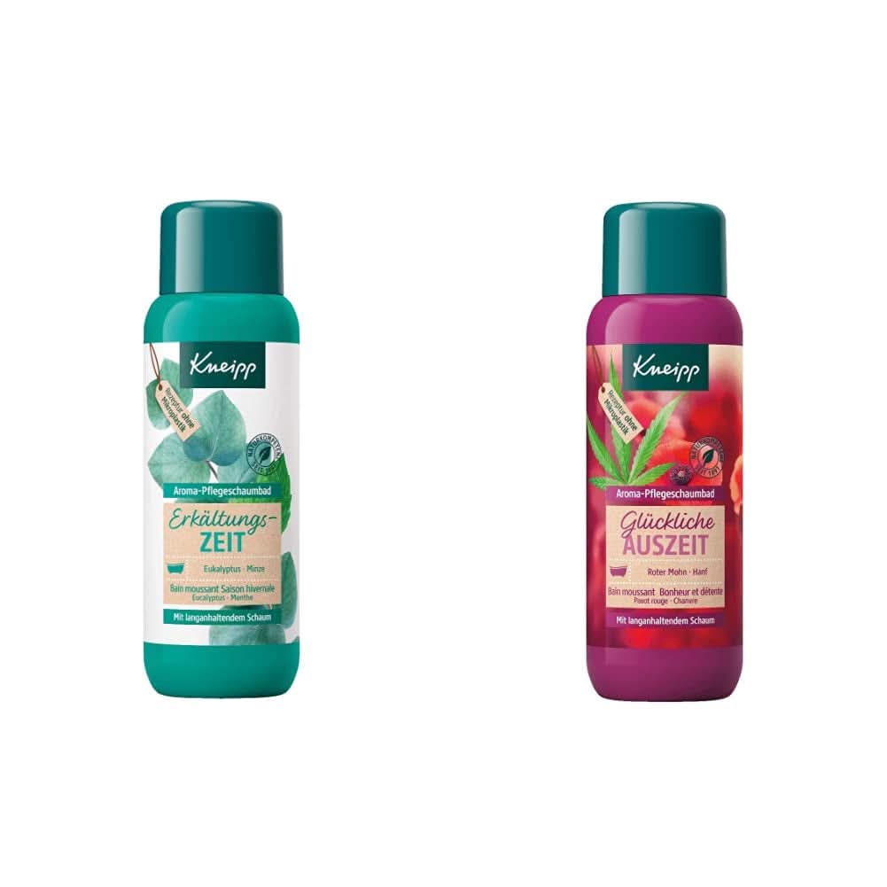 Kneipp Aromaschaumbad Kalte Jahreszeit, Badezusatz mit natürlichen ätherischen Ölen aus Eukalyptus und Minze, 400 ml Dusche und Bad Naty Shop Happy Time Out Schaumbadepackung