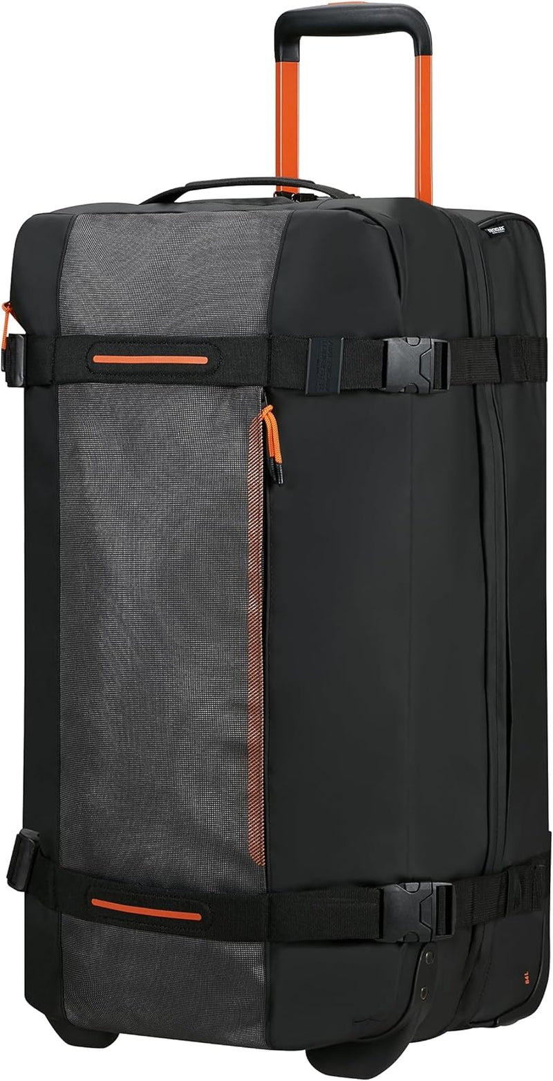 American Tourister Urban Track - Geantă de voiaj cu 2 roți, 55cm, 55L, negru (Asphalt Black) Bagaje și echipament de călătorie Naty Shop Negru (negru/portocaliu) M (68 Cm - 84 L)