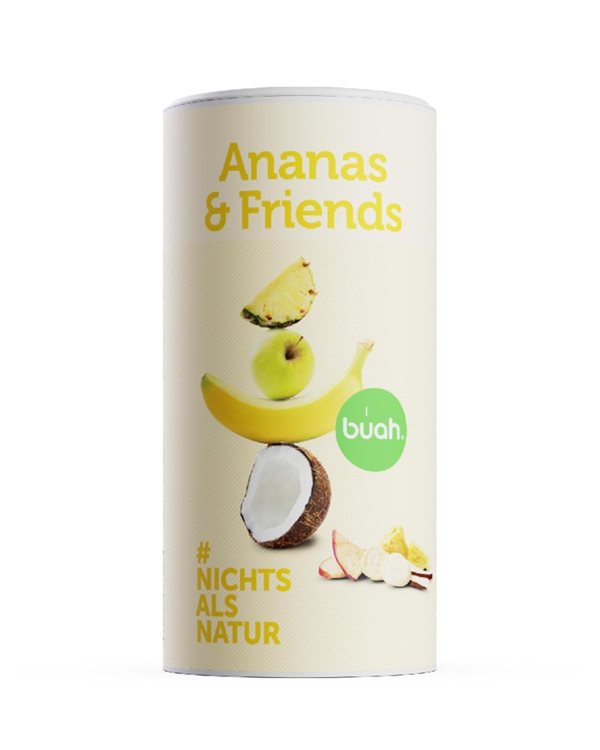 Amestec de fructe liofilizate BUAH® | Ananas, banane, mere și nucă de cocos liofilizate fără zahăr adăugat | 100% fructe | Vegan, fără gluten, fără lactoză (192g) Produse deshidratate Naty Shop Titlu implicit