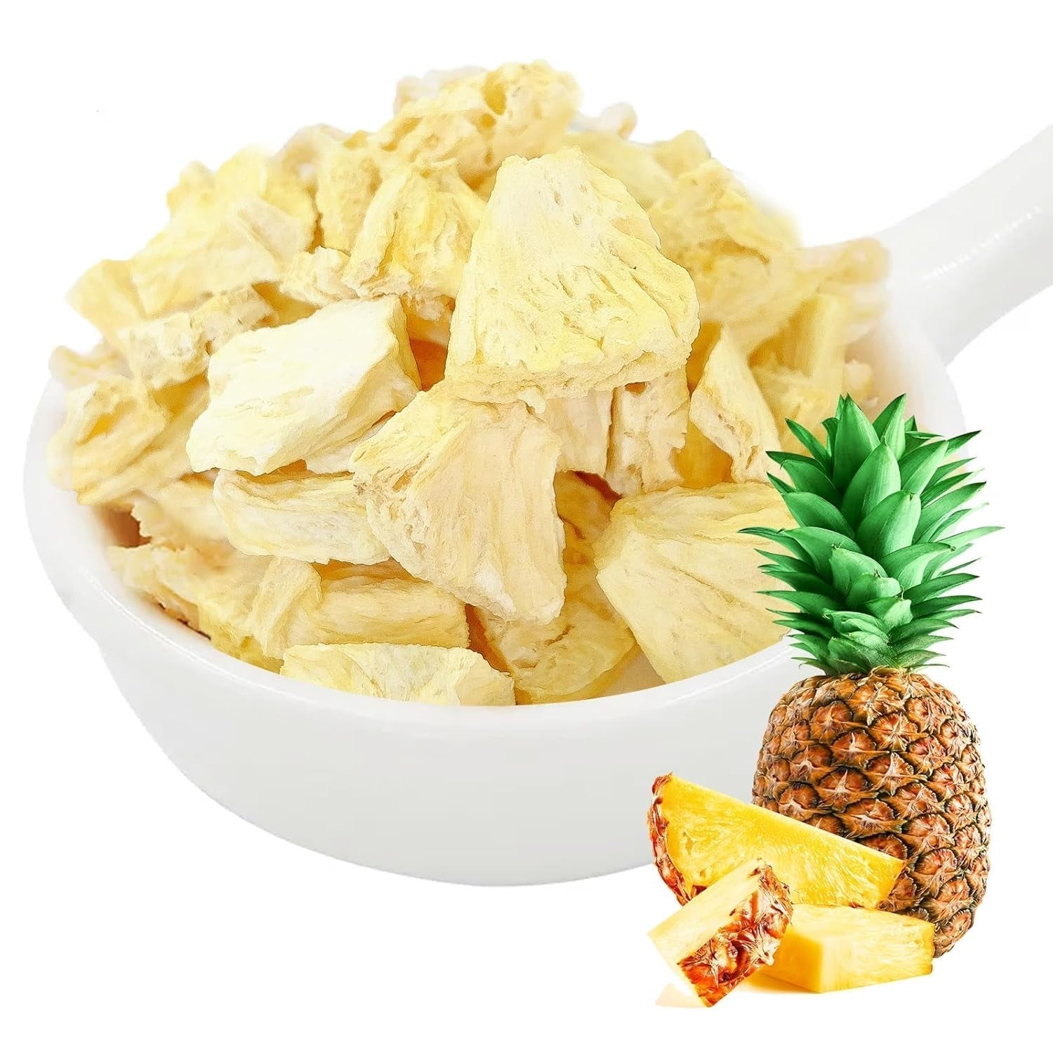 Ananas liofilizat 250g, bucăți mari, fructe liofilizate în felii, neîndulcite, bucăți de ananas fructate, ananas uscat Produse deshidratate Naty Shop
