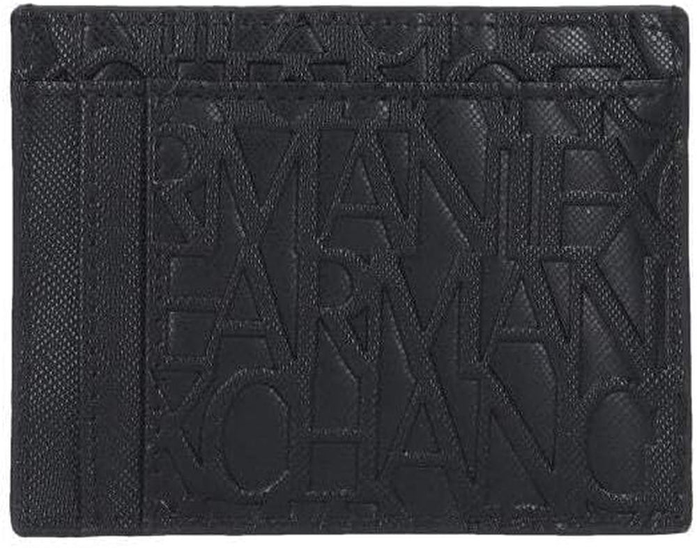 Armani Exchange Men's Essential Ivan SLG, Logo All Over Elegant & Functional Credit Card Holder, Nero Portofel Barbati Naty Shop