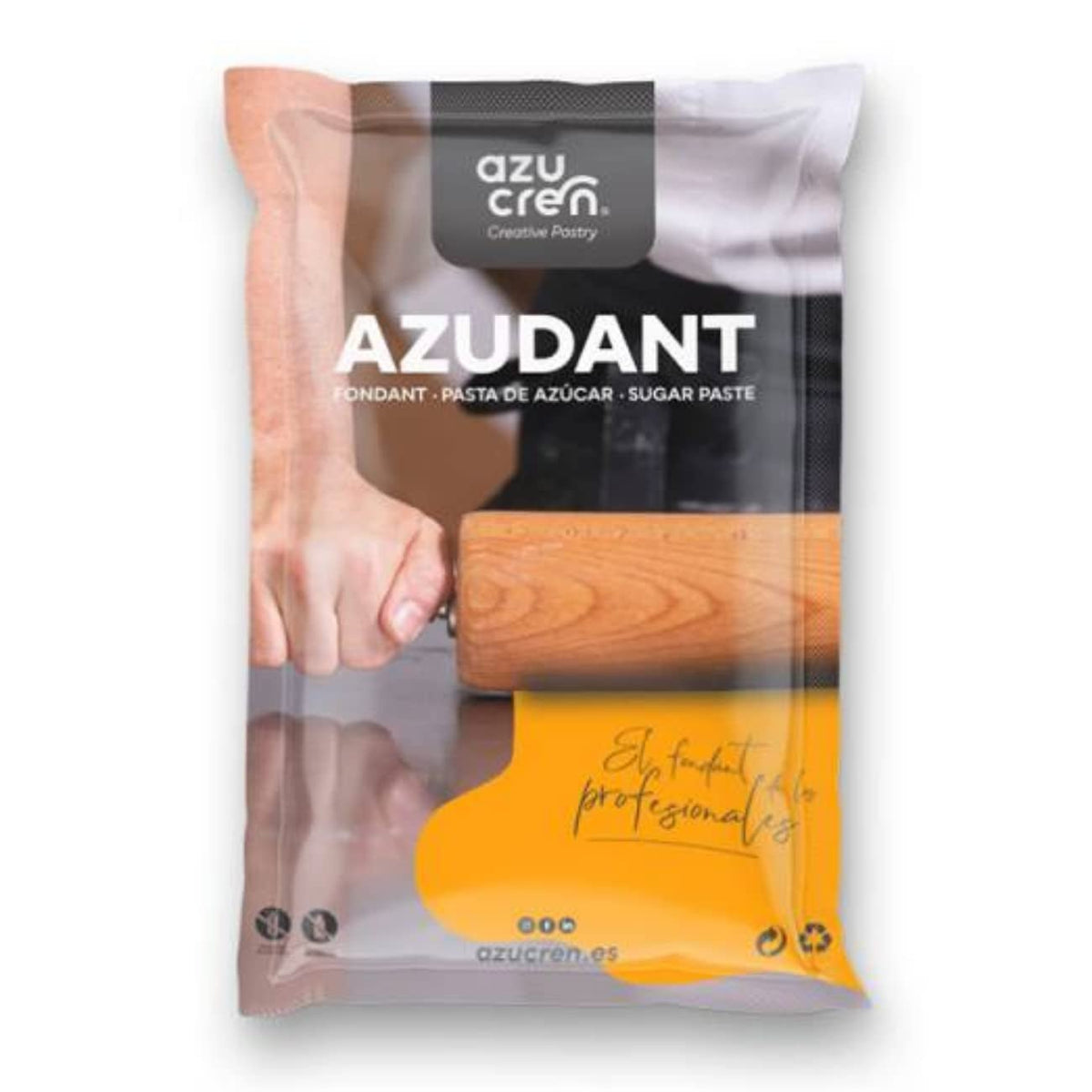 Azucren - Azudant - Roll fondant - Ușor de utilizat, neted, flexibil, moale și pliabil - Perfect pentru decorarea torturilor, halal, kosher - Fără gluten - 250G (Orange) Pasta de zahar Naty Shop Default Title