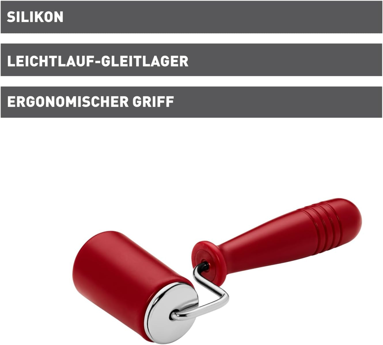 Original Kaiser Original Kaiserflex Red Teigroller klein 18 x 4,2 cm, Teigausroller konisch, Teigroller Silikon mit Metallkern, ergonomischer Griff, hitzebeständig bis 200°C