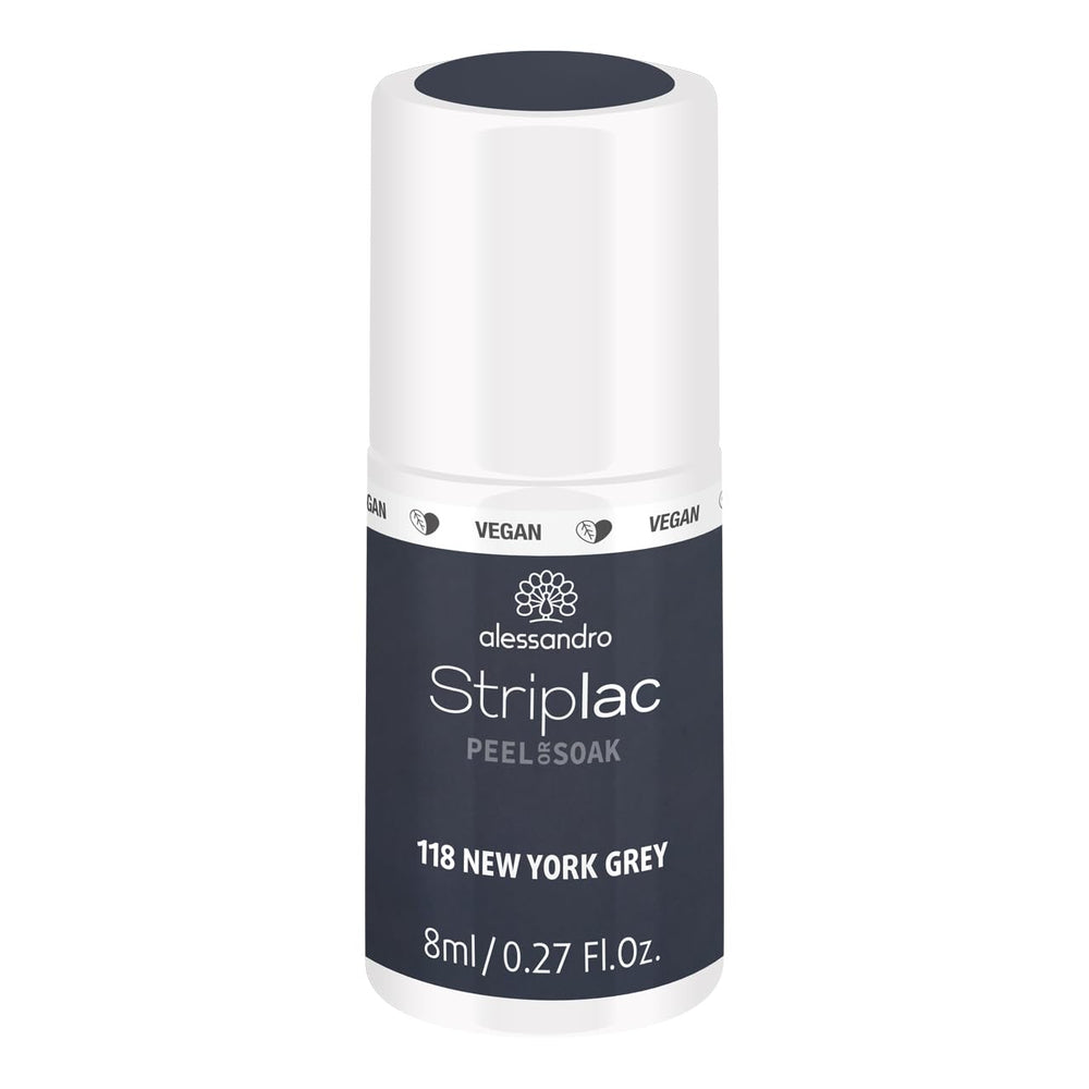 UV-Nagellack alessandro Striplac Midnight Black – Zart und langanhaltend – Einfache Entfernung dank Peel-Off-Entfernungstechnologie – Vegan und tierversuchsfrei – 8 ml
