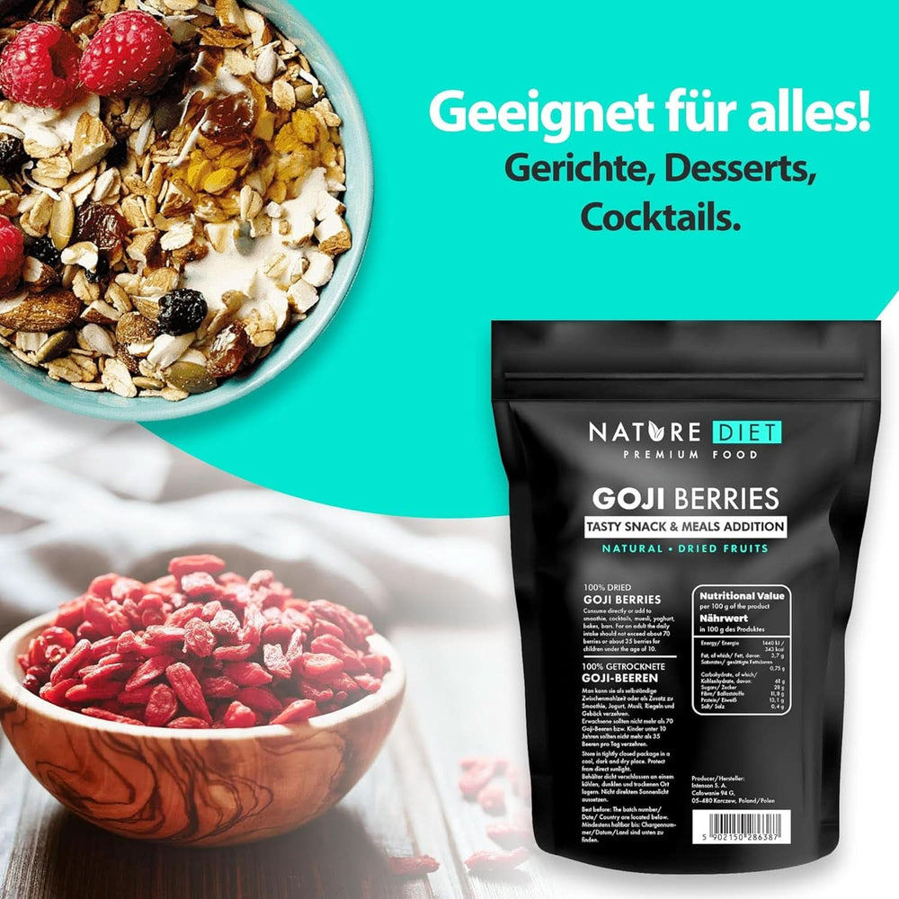 Nature Diet - Goji-Beeren 1000 G | Getrocknete Beeren Naty Shop dehydrierte Produkte