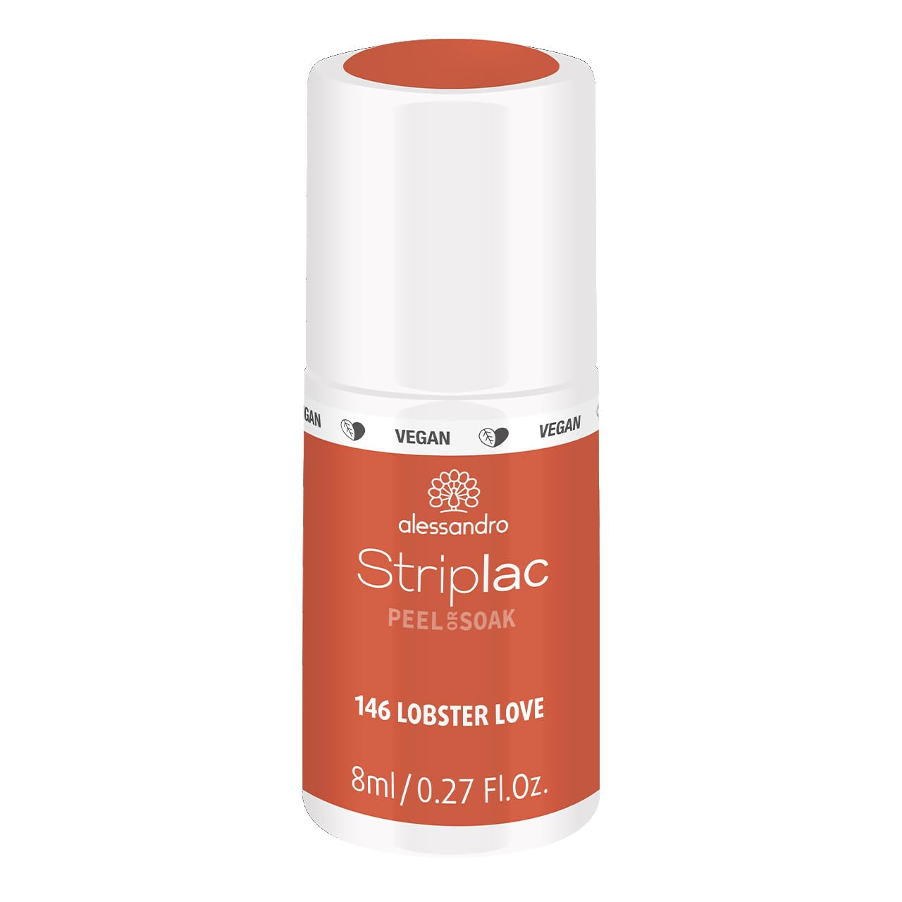 UV-Nagellack alessandro Striplac Coral Sunshine – Zart und langanhaltend – Einfache Entfernung dank der Entfernungstechnologie – Vegan und tierversuchsfrei – 8 ml