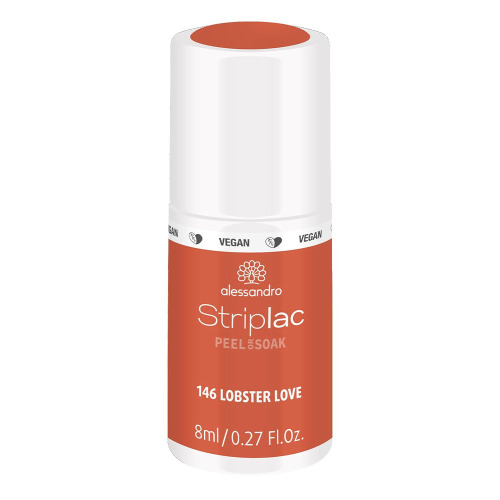 UV-Nagellack alessandro Striplac Coral Sunshine – Zart und langanhaltend – Einfache Entfernung dank der Entfernungstechnologie – Vegan und tierversuchsfrei – 8 ml