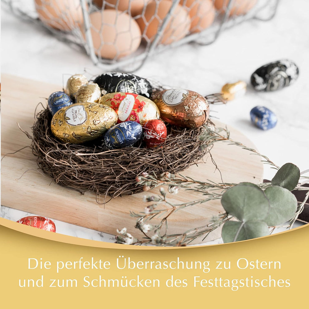 LINDOR-Eier mit Lindt-Schokolade | 4 Kartons à 450 g | LINDOR-Eier mit zartschmelzender Vollmilchschokolade, weißer, dunkler und Haselnussfüllung | Osterschokolade | Geschenk aus Schokolade | Ostereier | Schokoladeneier