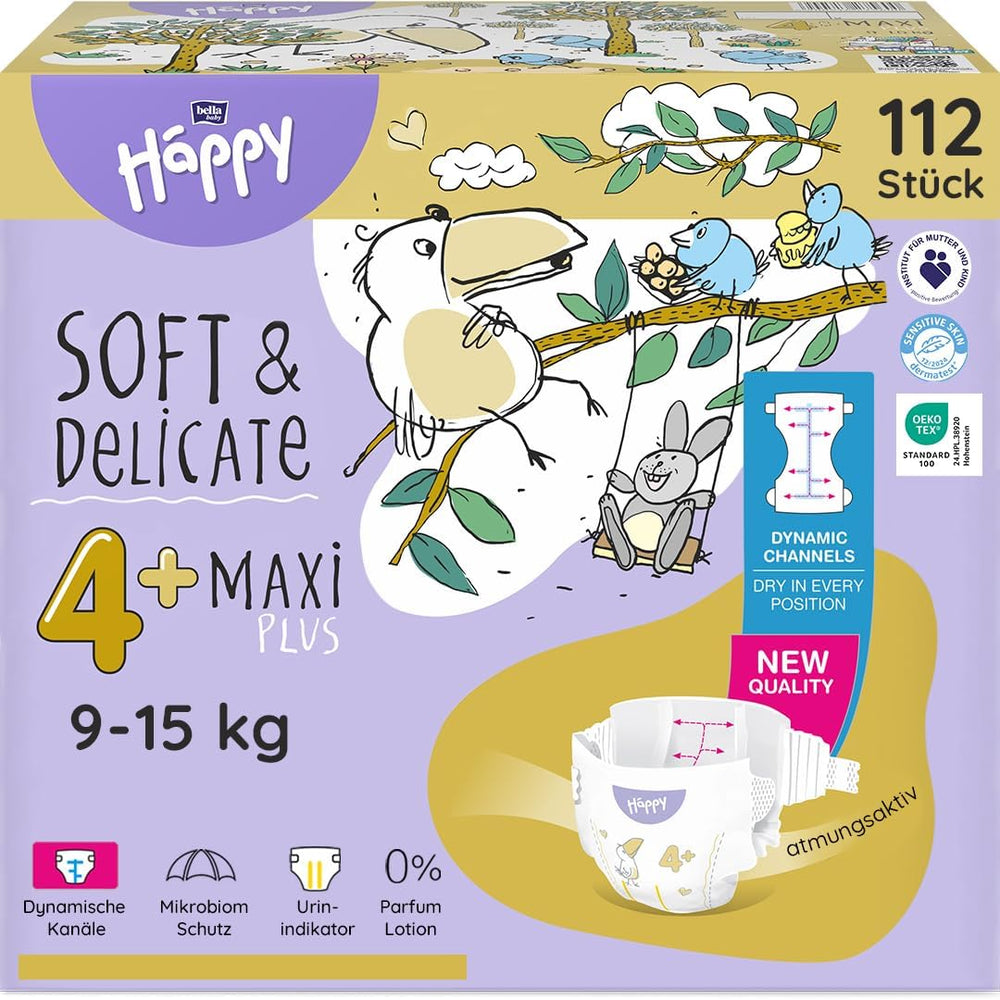 Bella Baby Happy Premium Windeln, Größe 6, Junior Extra, 15+ kg, 96 Stück, DERMATEST und OEKO-TEX Siegel, Einweg-Babywindeln