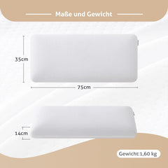 EGO HOME Pillow Memory Foam Soft Ergonomic Pillow For Back Sleeper Side Sleeper Neck Support Pillow With Breathable And Washable Cover, Oeko-Tex Certified, Neck Pillow 75X35Cm Perne standard Naty Shop
