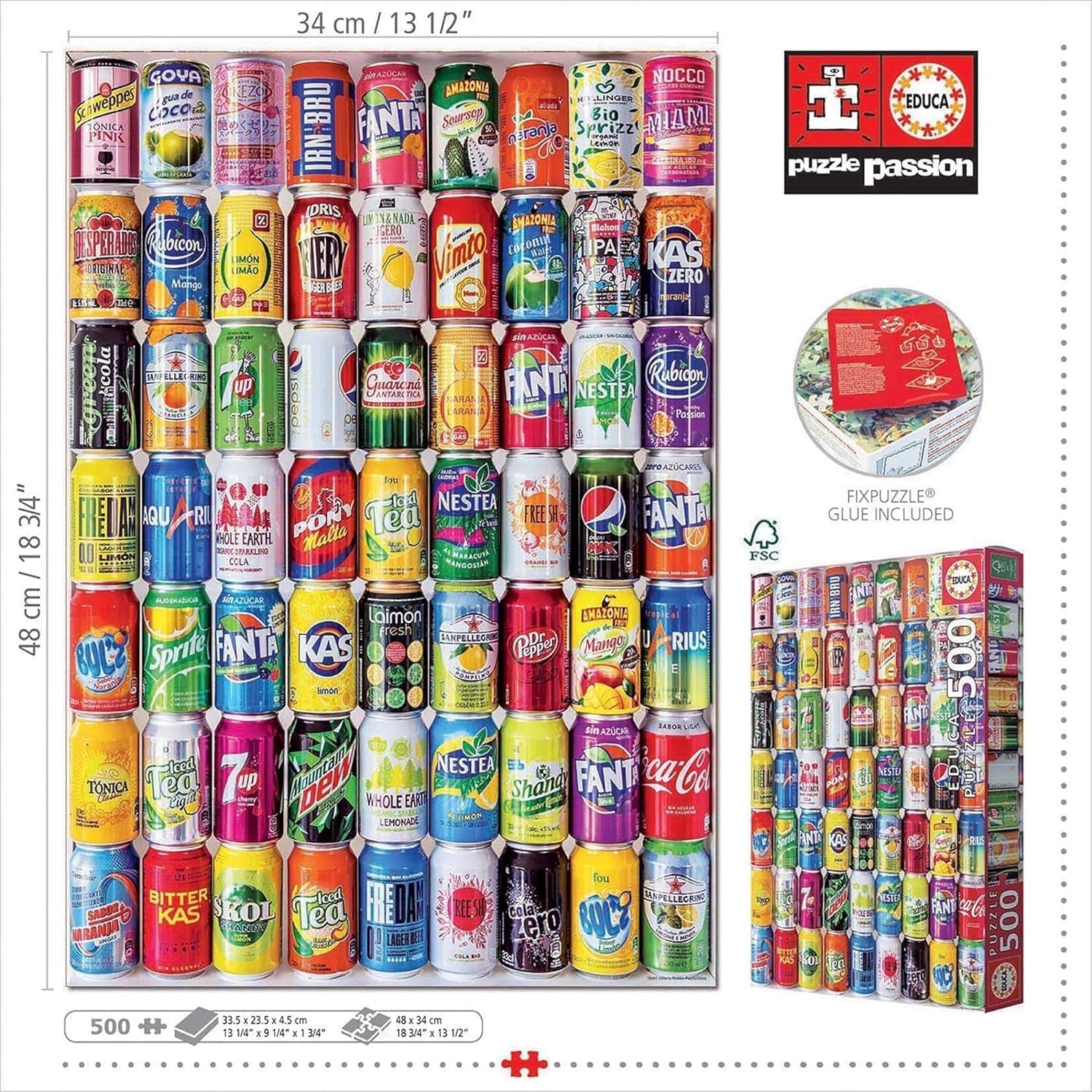 Educa - Puzzle 500 piese pentru adulti | Cutii de bautura, puzzle 500 piese pentru adulti si copii de la 11 ani, limonada, design, multicolor (18447) Puzzle Naty Shop