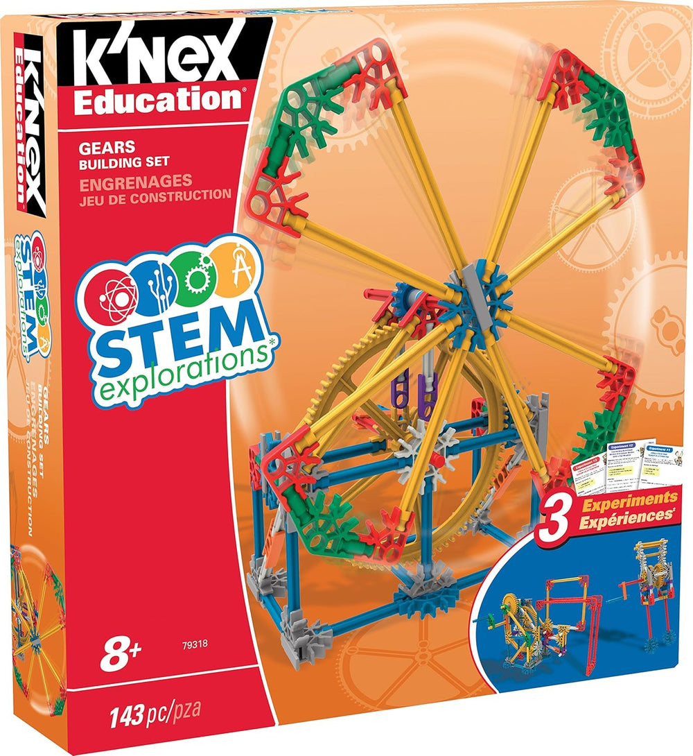 MINT-Forschung Getriebe-Baukastenset, K'NEX Bildung, Basic Fun, 79318, Lernset mit 3 Funktionenden Designs, Technik für Kinder, Konstruktionsspielzeug für Jungen und Mädchen ab 8 Jahren