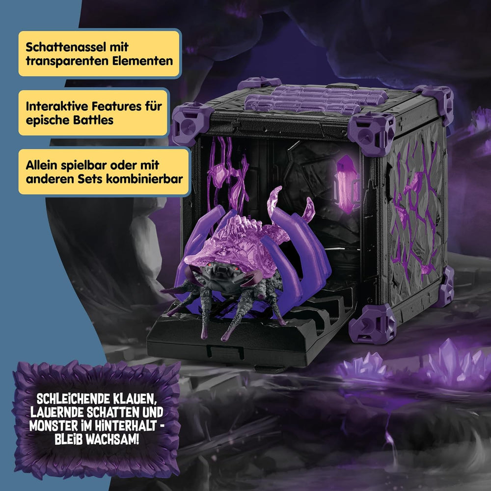 SCHLEICH ELDRADOR Kreaturen | Battle CAVE Schattenassel 42675 | Set aus ELDRADOR Battle Cave mit Monster und Schattenkristall | Kampfhöhlen zur Arena stapelbar | Spielzeug ab 7 Jahren | 34 Teile