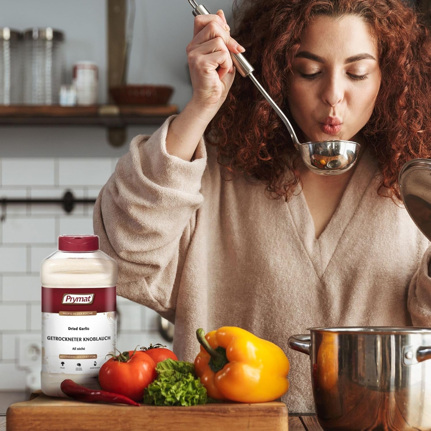 Prymat Getrockneter Knoblauch granuliert 1,05 kg – Aromatisches Knoblauchgranulat zum Würzen von Fleisch, Fisch, Gemüse, Saucen, Dips & Marinaden – intensiv im Geschmack – ohne Zusätze