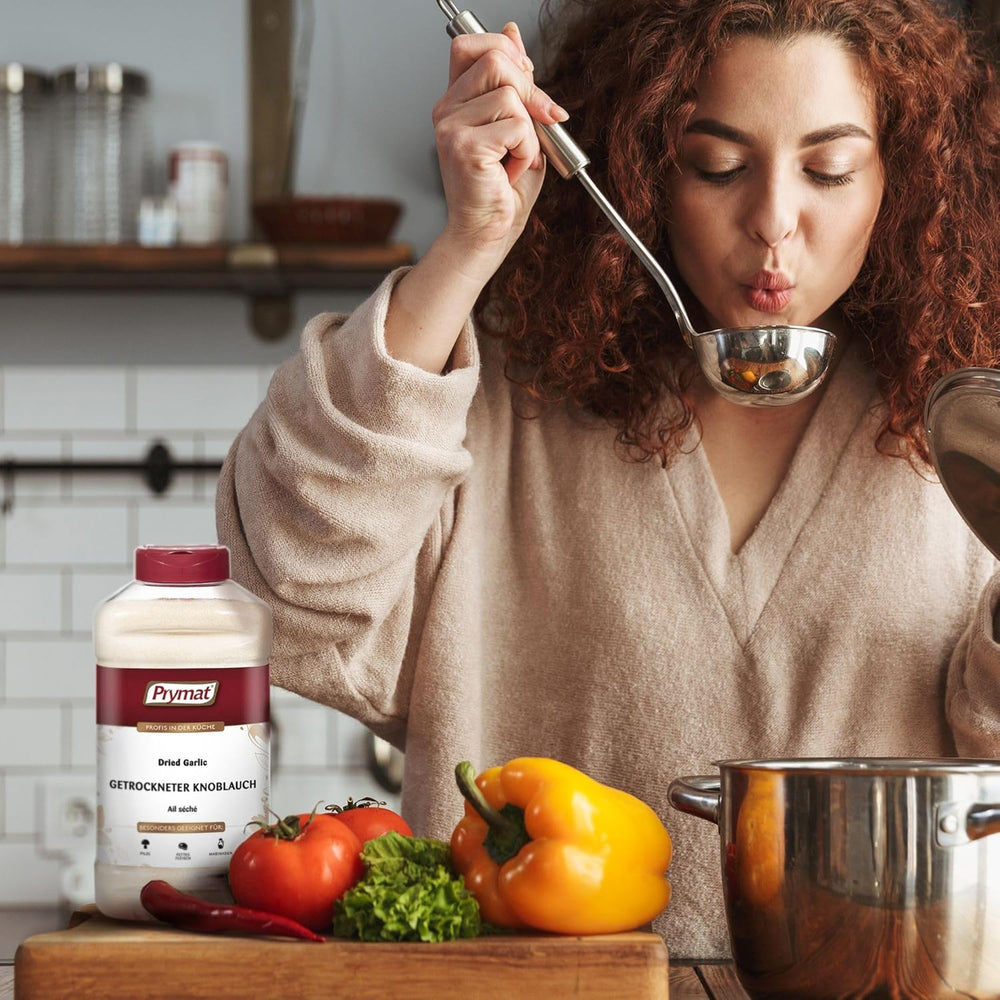 Prymat Getrockneter Knoblauch granuliert 1,05 kg – Aromatisches Knoblauchgranulat zum Würzen von Fleisch, Fisch, Gemüse, Saucen, Dips & Marinaden – intensiv im Geschmack – ohne Zusätze
