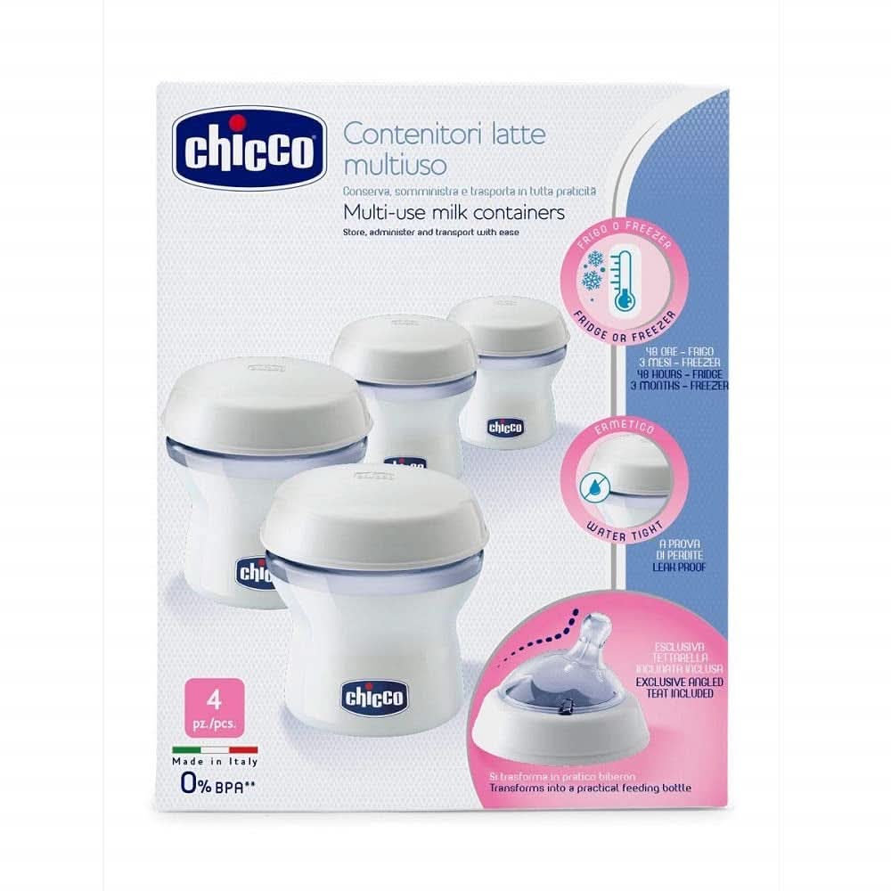 Chicco Milchaufbewahrungsbehälter Step up Neu Inklusive Silikonsauger Zubehör Essen und Stillen Bebe Naty Shop