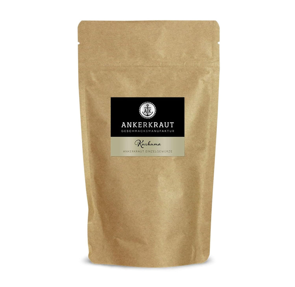 Ankerkraut Kurkuma, gemahlen, Kurkuma Gewürz Pulver, 75g im Korkglas