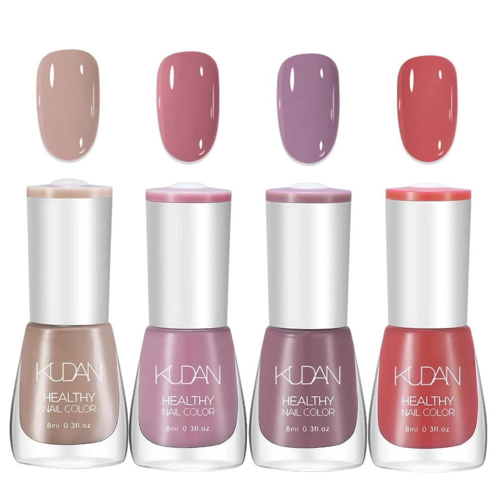 4-teiliges Nagellack-Set – schnell trocknender, langlebiger Nagellack auf Wasserbasis – DIY-Nageldesign-Nagellack (Nude Normal Style 4-teiliges Set)