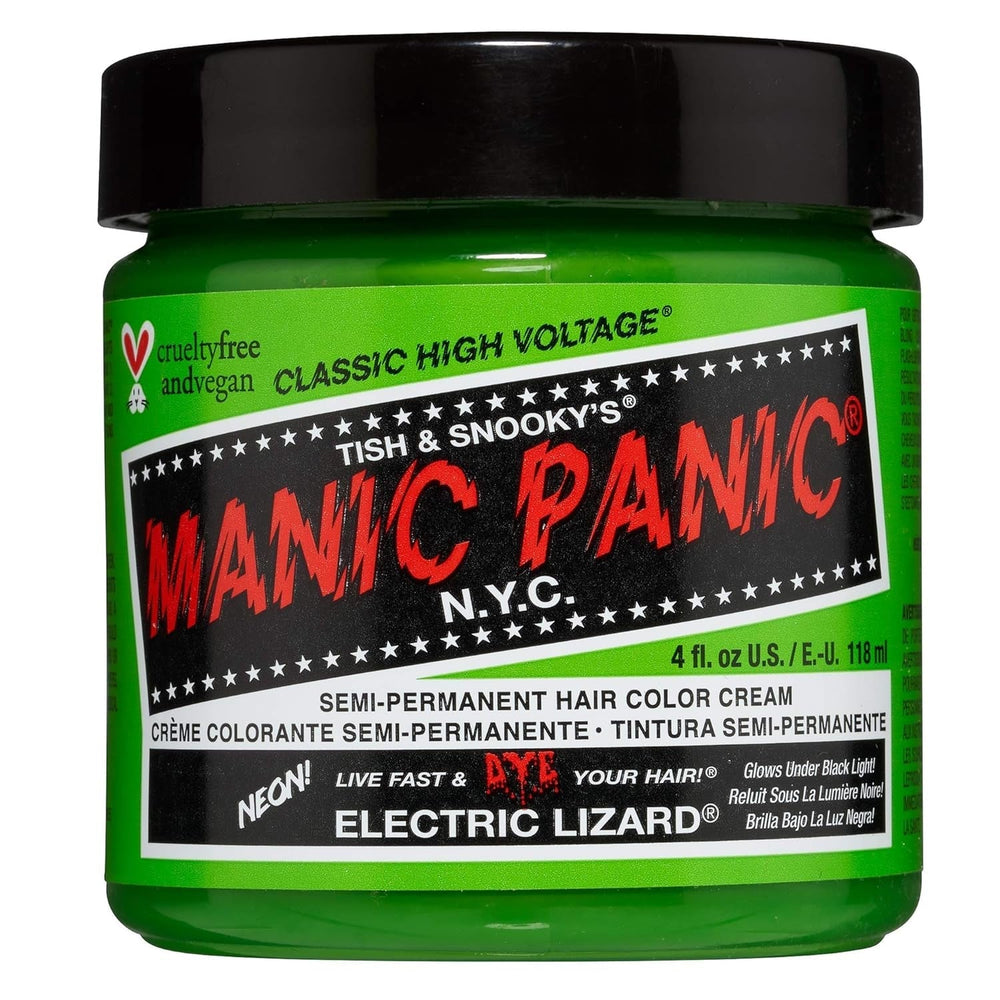Manic Panic Electric Lizard Classic Cream, vegan, fără cruzime, vopsea de păr verde semipermanentă 118ml Vopsea pentru par Naty Shop Șopârlă electrică 118 Ml (1 pachet)