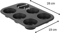 Zenker 6Er Muffinform Schwarz Metallic, 275X190X30 Mm, Teflon Classic Antihaftbeschichtung, Hitzebeständig bis 230°C, Leichte Reinigung, Ideal Für Köstliche Muffins Formen und Backbleche Naty Shop