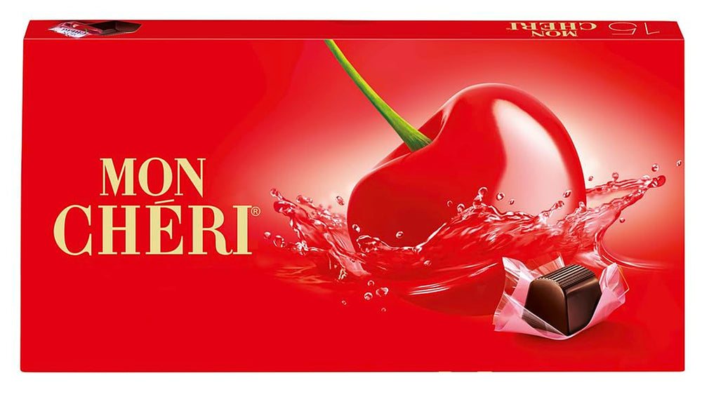 Ferrero Mon Chéri – Knusprige Schokolade, fruchtiger Likör und eine aromatische Kirsche – Schokoladengeschenk zum Valentinstag für Sie und Ihn – 1 Packung mit 15 einzelnen Pralinen