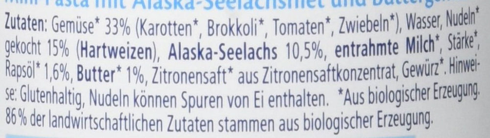 Hipp Mini-Pasta mit Alaska-Seelachs-Fischfilets und Gemüse mit Butter, 6er-Pack (6 x 190 g) Mutter und Kind Naty Shop