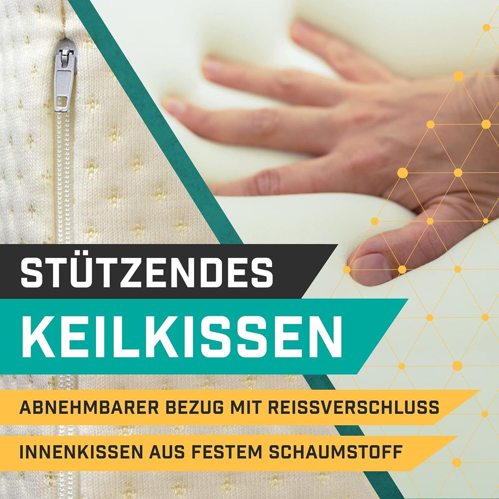 Pernă tip pană pentru pat și canapea – Ideală ca pernă de citit, spătar în pat sau pentru ridicarea picioarelor – Spumă stabilă dimensional – Husă lavabilă