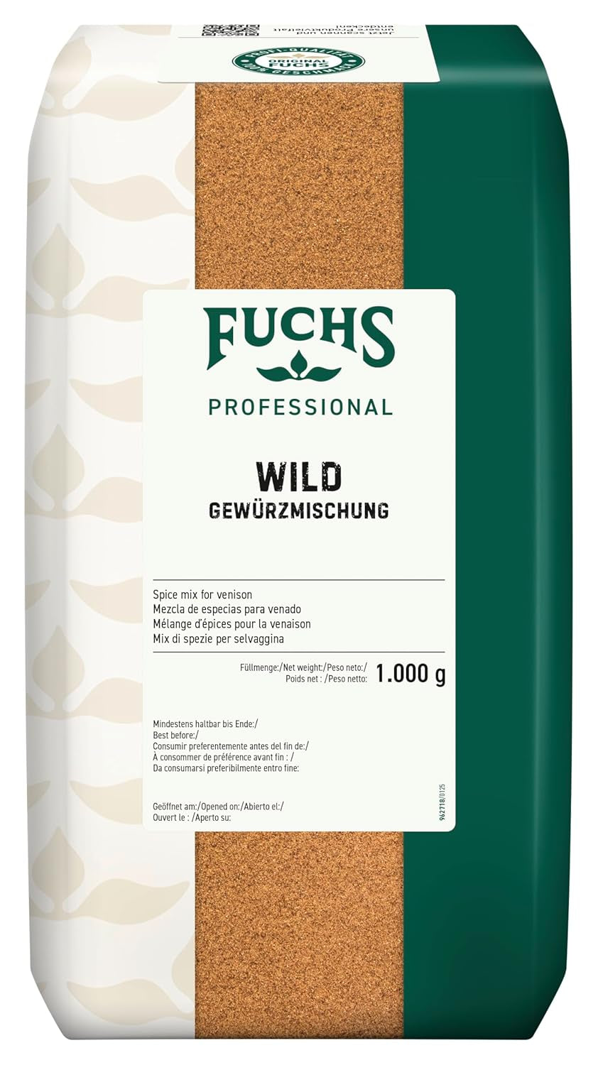 Fuchs Professional - Wildgewürz | Zum Würzen von allerre Wildgerichten und dunklen Saucen | Profi-Qualität für Großverbraucher und Gastronomie | 1 kg im recycelbaren Beutel
