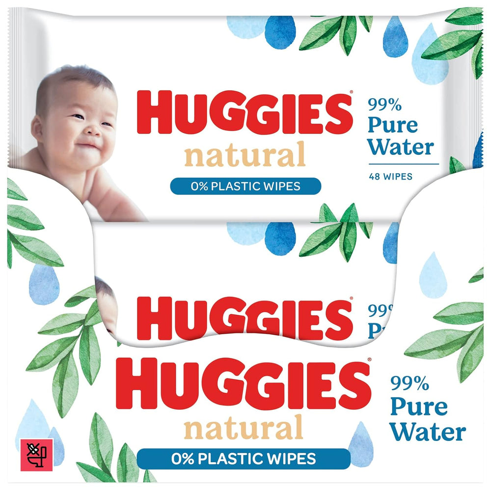 Huggies natürlich biologisch abbaubare Feuchttücher für empfindliche Babys, 8 x 48 Tücher, Großpackung