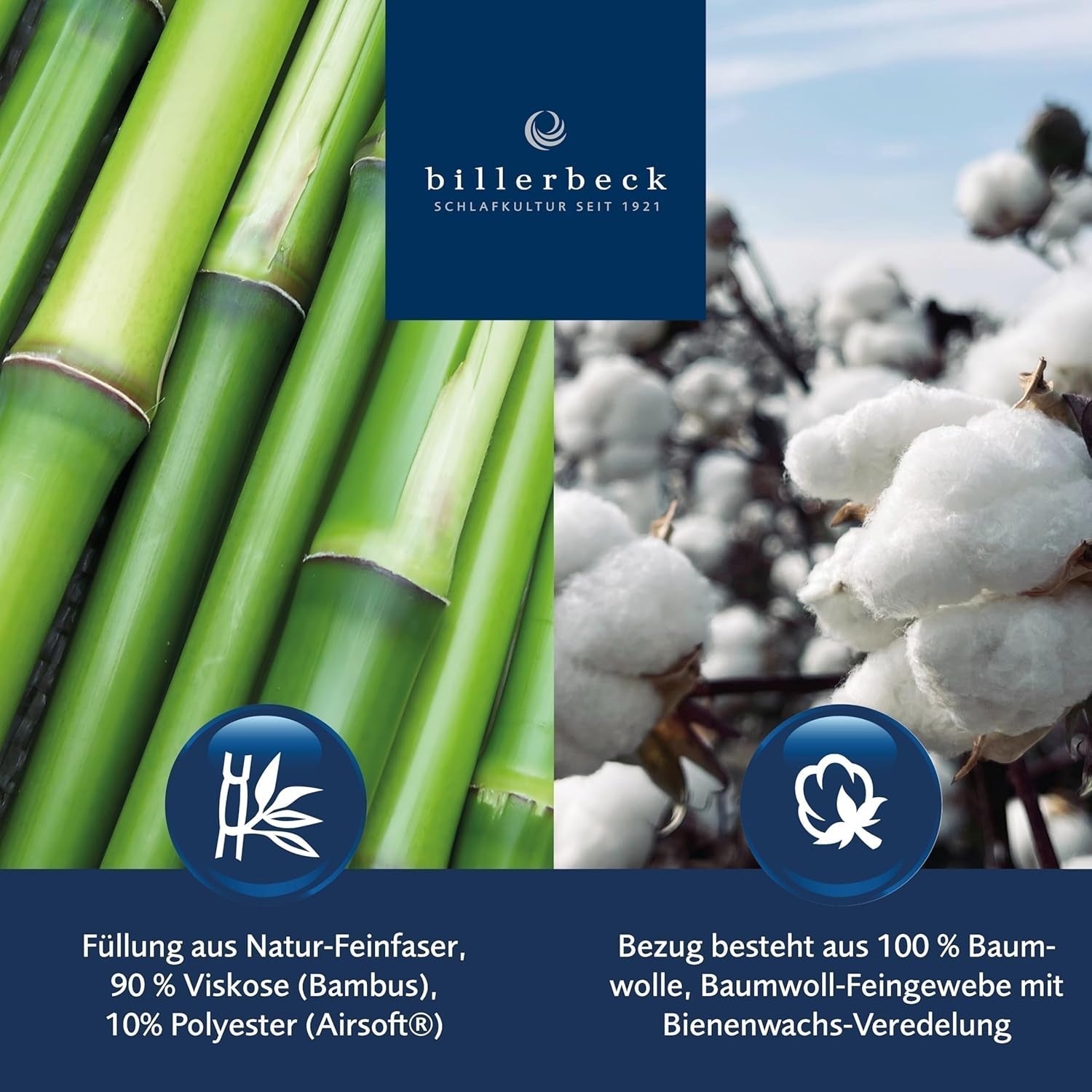 Billerbeck E45 Bambusdecke – Sommerdecke – 135 x 200 cm – Baumwolldecke, kühlende Steppdecke – mit Bambusfüllung, leichter Sommer (Sl) Steppdecken und Steppdecken Naty Shop