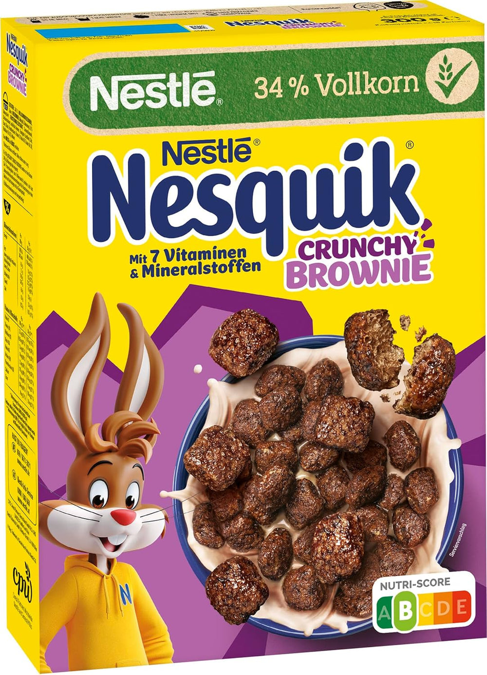 Nestlé NESQUIK Crunchy Brownie, knuspriges Frühstücksflocken mit Schokoladenstückchen und einer innovativen Form für extra Knusprigkeit, 7er-Pack (7 x 300 g)