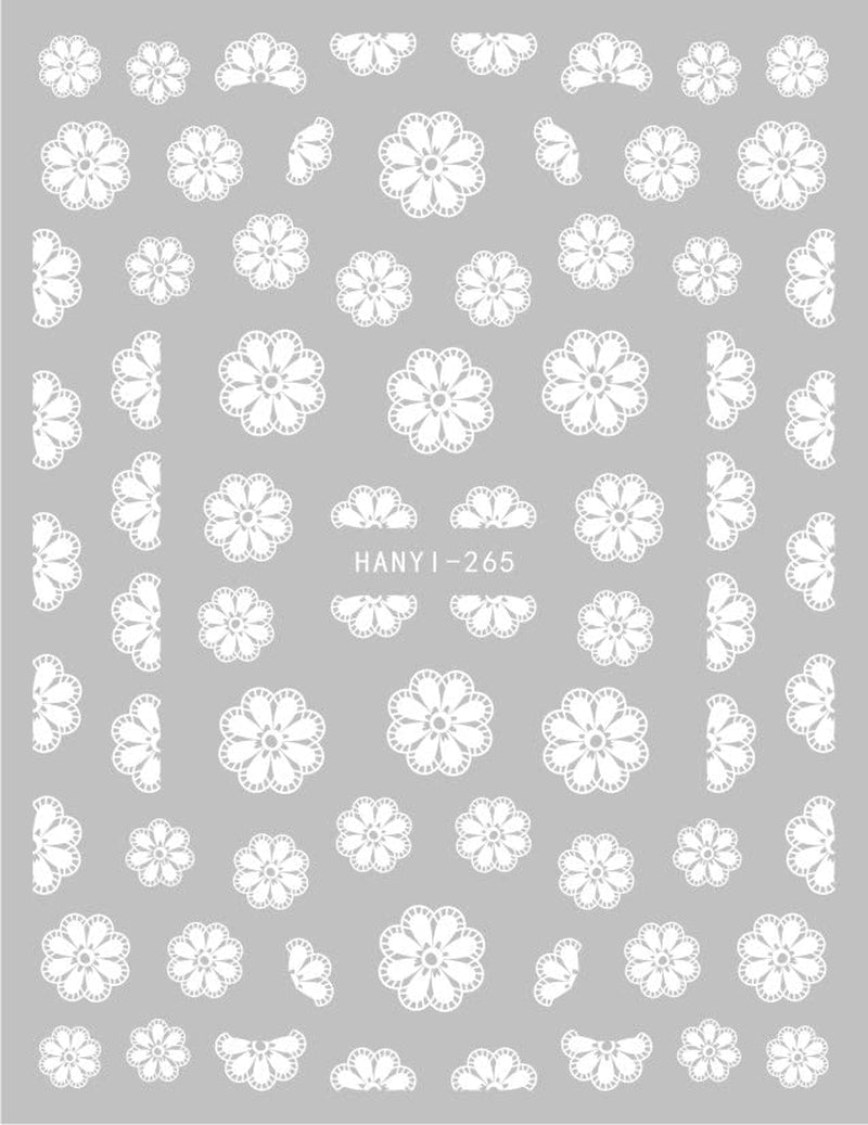 JMEOWIO Nagelsticker Frühlings Weiß Blume 12 Blatt Nail Art Sticker Selbstklebend Nagelaufkleber Sommer Schmetterling Blumen Blatt Dekoration Nageldesign Zubehör