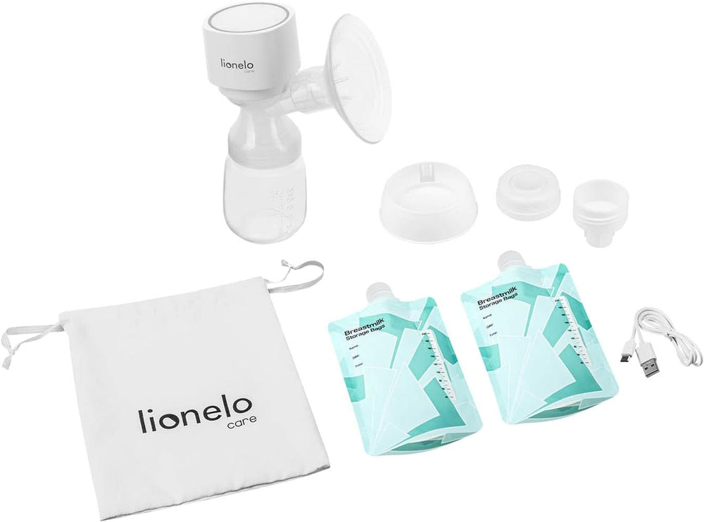 LIONELO Fidi One Akku-Milchpumpe 180 ml, tragbare 3-Phasen-Milchpumpe, 9-stufige energiesparende Massage, Silikontrichter 26 mm Laufzeit 120 Min. Bpa-freies Zubehör Essen und Stillen Bebe Naty Shop