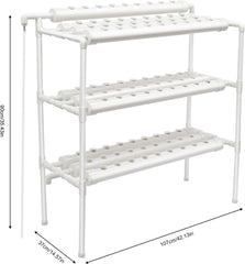 3-lagiges Hydrokultur-Anbauset mit 90/108 Pflanzpositionen und Wasserpumpe, erdlose PVC-Pflanzenanbausysteme, Hydrokultur-Anbausets für Gemüse und Obst (108 Pflanzpositionen)