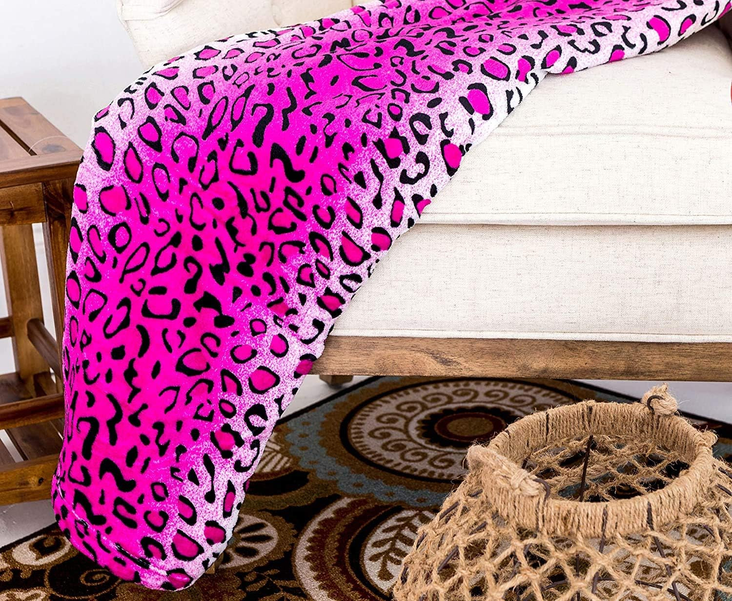 Home Must Haves Queen/King Zebra Giraffe Safari Tierdruck ganzjährig superweiche warme Couch-Überwurfdecke Bettgröße rosa Polyester rosa Leopard Steppdecken und Steppdecken Naty Shop