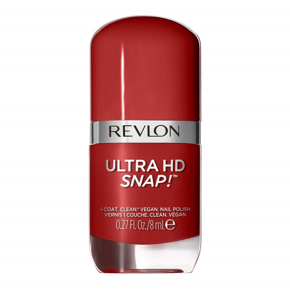 Revlon Ultra HD Snap Nagellack, langlebige vegane Formel, schnell trocknend und vollständige Deckkraft in einer Schicht, Farbe (8 ml), Rot und Schwarz (014), Unisex