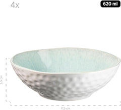 MÄSER Serie Frozen, Geschirr Set Aus Keramik Für 4 Personen, 16-Teiliges Kombiservice Mit Organischen Formen, Farblich Gesprenkeltes Service, Steinzeug, Türkis-Grün Tableware Sets Naty Shop